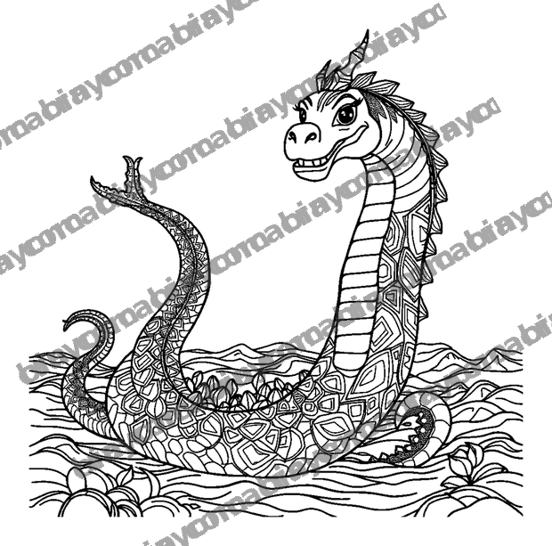 Loch Ness colouring page — free printable for teens
