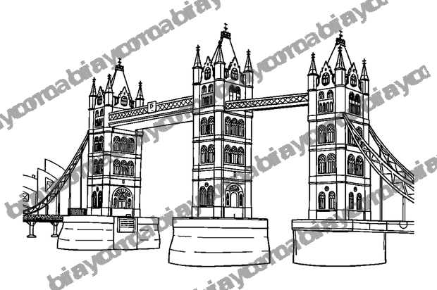 London Tower Bridge colouring page — free printable for teens