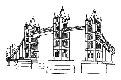 London Tower Bridge Colouring Page (Teens, Intricate)