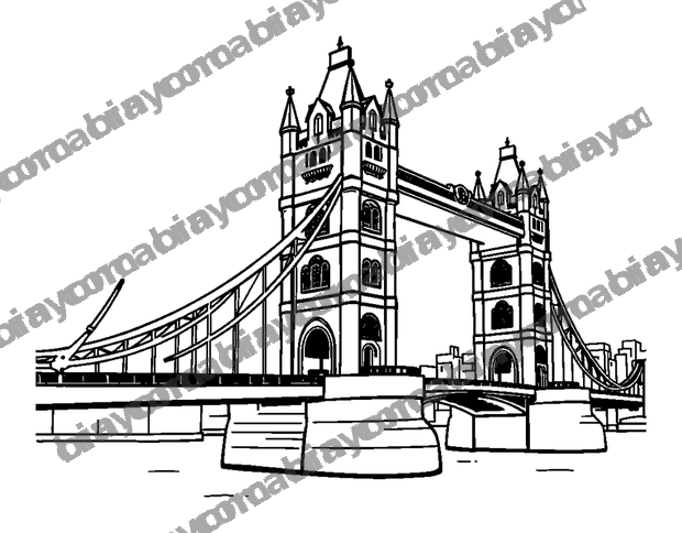 London Tower Bridge colouring page — free printable for teens