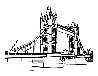 London Tower Bridge Colouring Page (Teens, Standard)