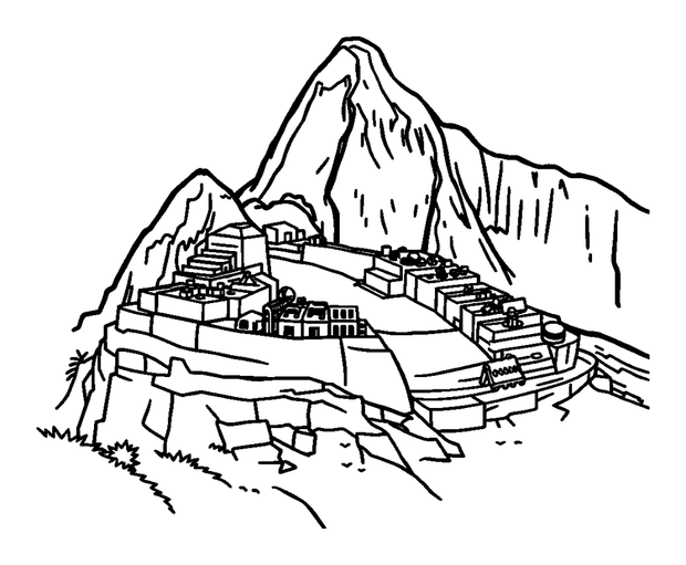 Machu Picchu colouring page — free printable for kids