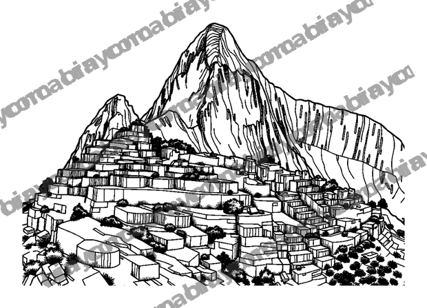 Machu Picchu colouring page — free printable for teens