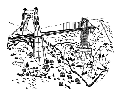 Millau Viaduct Colouring Page (Teens, Intricate)