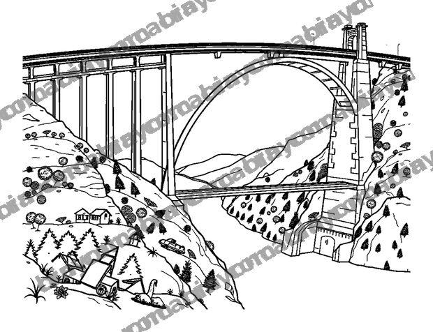 Millau Viaduct colouring page — free printable for teens
