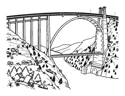 Millau Viaduct Colouring Page (Teens, Standard)