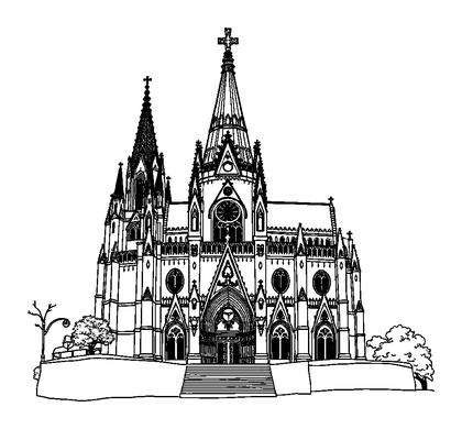 Mont Saint Michel Colouring Page (Teens, Intricate)