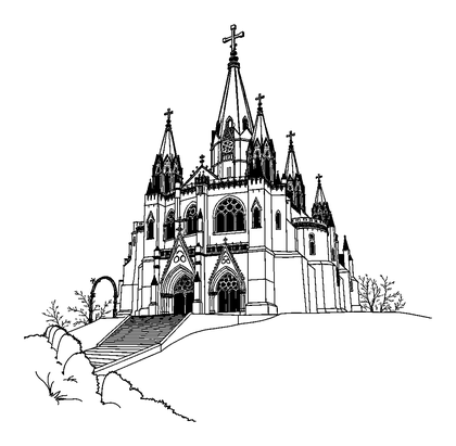 Mont Saint Michel Colouring Page (Teens, Standard)