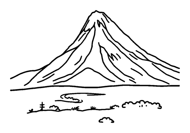 Mount Fuji colouring page — free printable for kids