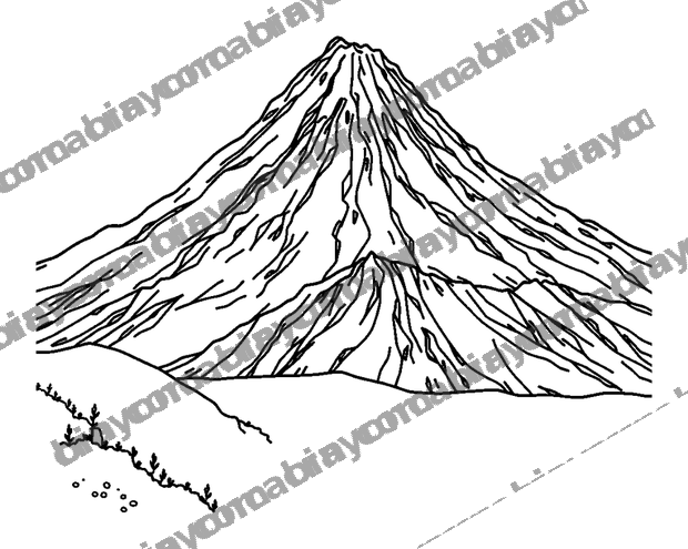 Mount Fuji colouring page — free printable for teens