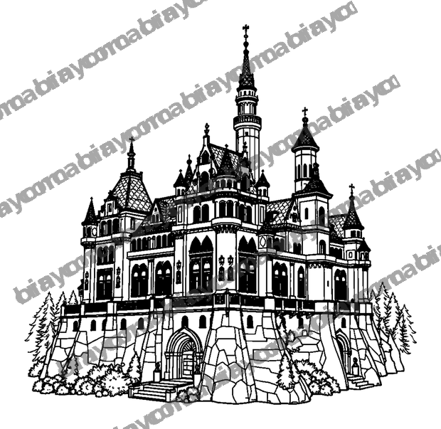 Neuschwanstein Castle colouring page — free printable for teens
