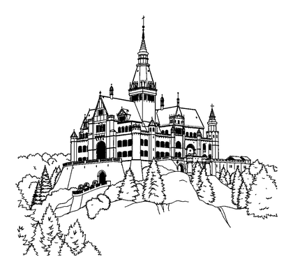 Neuschwanstein Castle Colouring Page (Teens, Standard)