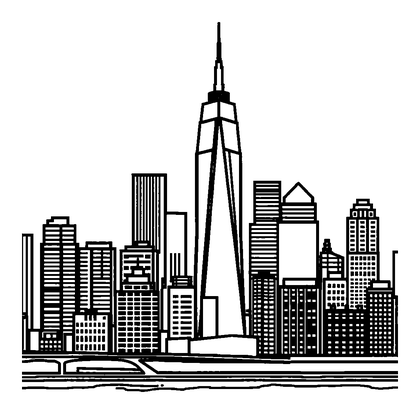 New York Skyline Colouring Page (Kids, Standard)