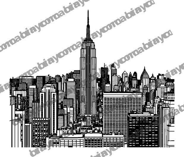 New York Skyline colouring page — free printable for teens