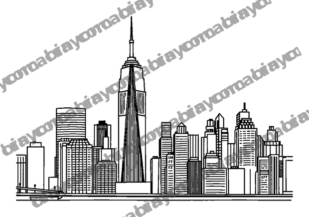 New York Skyline colouring page — free printable for teens