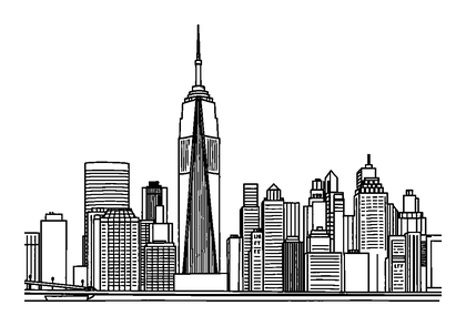New York Skyline Colouring Page (Teens, Standard)
