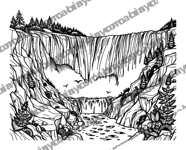 Niagara Falls colouring page — free printable for teens