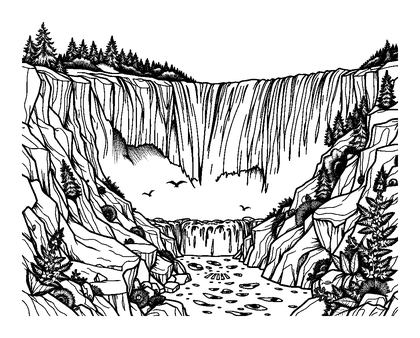 Niagara Falls Colouring Page (Teens, Intricate)