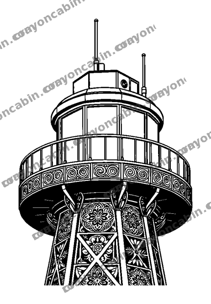 Observation Tower colouring page — free printable for teens