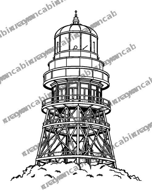 Observation Tower colouring page — free printable for teens