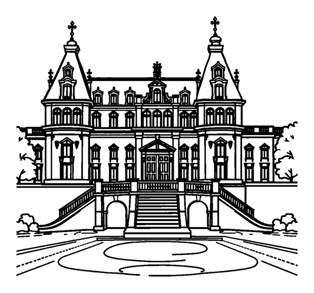 Palace Versailles colouring page — free printable for kids