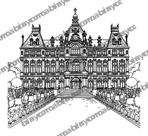 Palace Versailles colouring page — free printable for teens