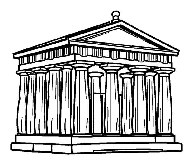 Parthenon colouring page — free printable for kids