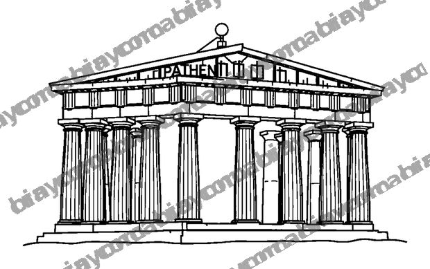Parthenon colouring page — free printable for teens