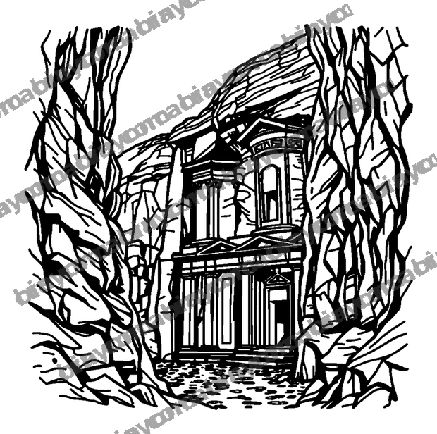 Petra Rock City colouring page — free printable for teens