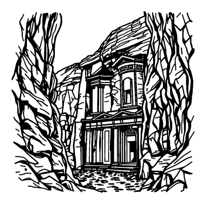 Petra Rock City Colouring Page (Teens, Intricate)