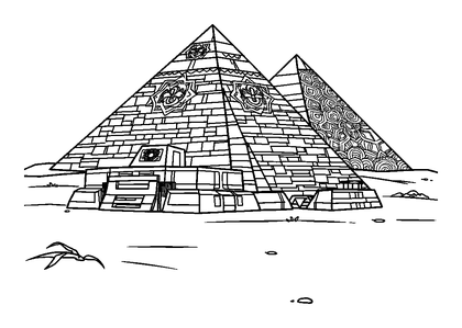 Pyramids Colouring Page (Teens, Intricate)
