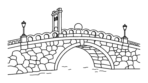 Rialto Bridge colouring page — free printable for kids