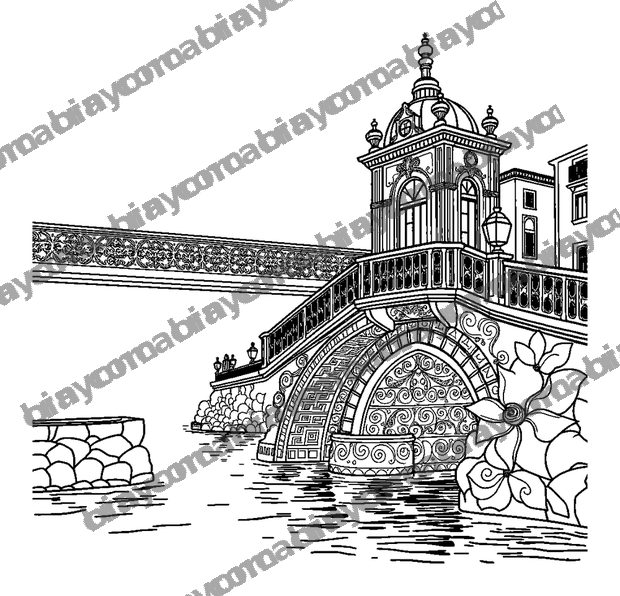 Rialto Bridge colouring page — free printable for teens