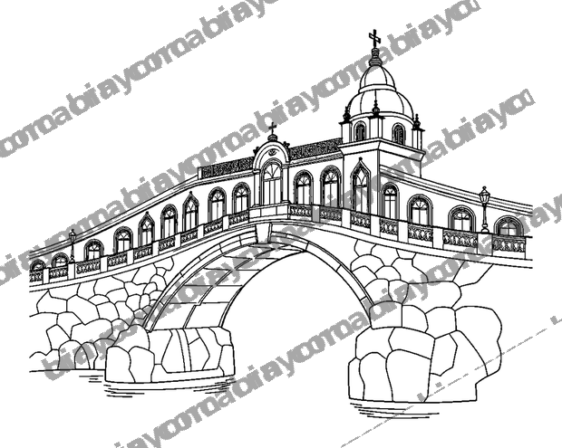 Rialto Bridge colouring page — free printable for teens