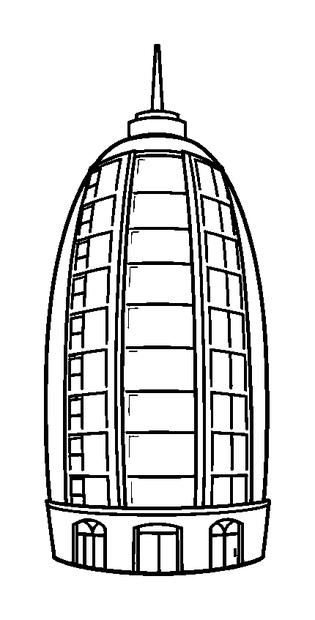 Round Skyscraper colouring page — free printable for kids