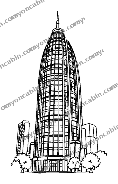 Round Skyscraper colouring page — free printable for teens