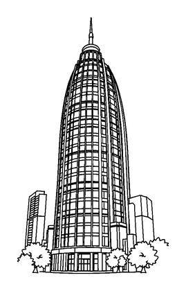 Round Skyscraper Colouring Page (Teens, Standard)