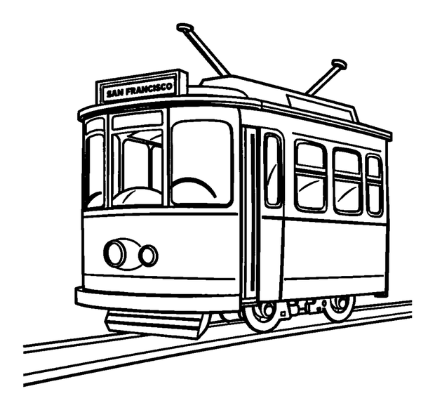 San Francisco Tram colouring page — free printable for kids