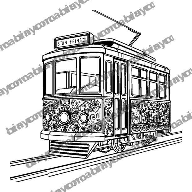 San Francisco Tram colouring page — free printable for teens