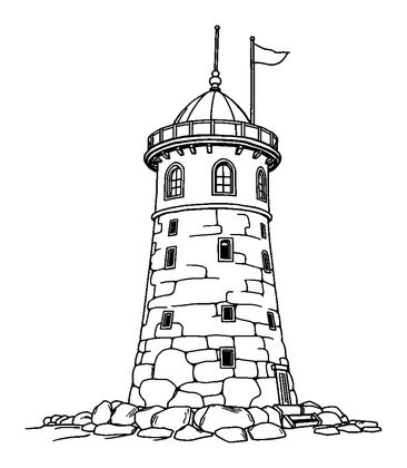 Seaside Tower Colouring Page (Teens, Standard)