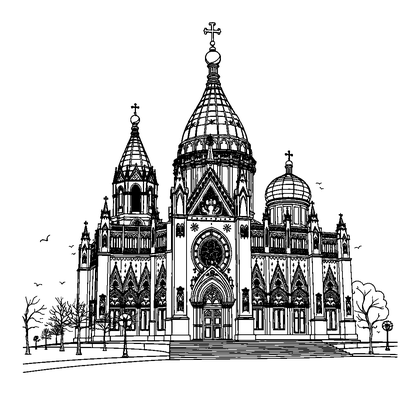 St Basils Cathedral Colouring Page (Teens, Intricate)