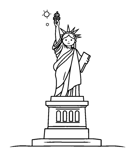 Statue Of Liberty colouring page — free printable for kids
