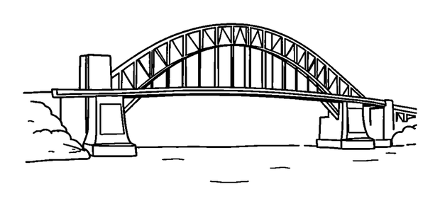 Sydney Harbour Bridge colouring page — free printable for kids