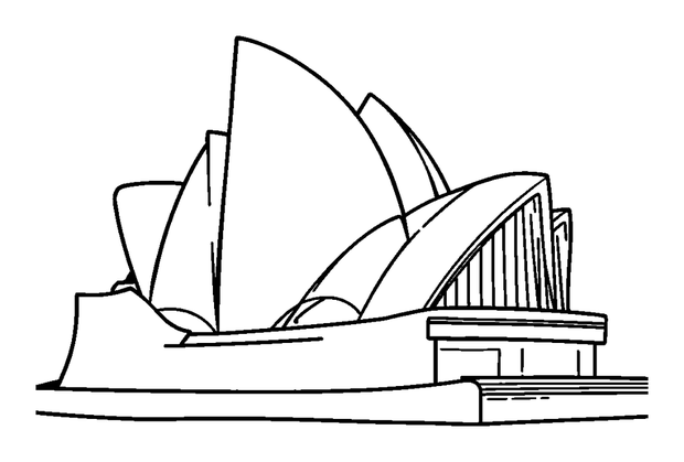 Sydney Opera House colouring page — free printable for kids