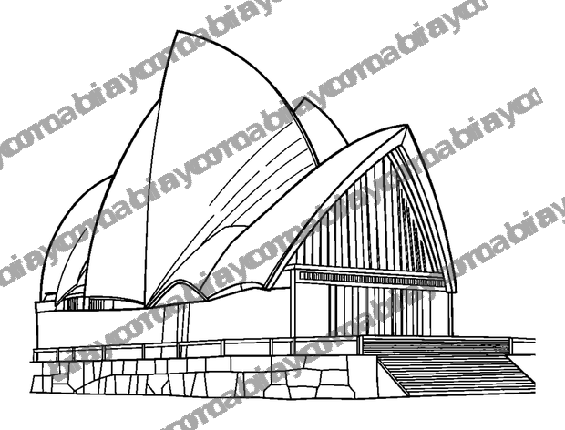 Sydney Opera House colouring page — free printable for teens