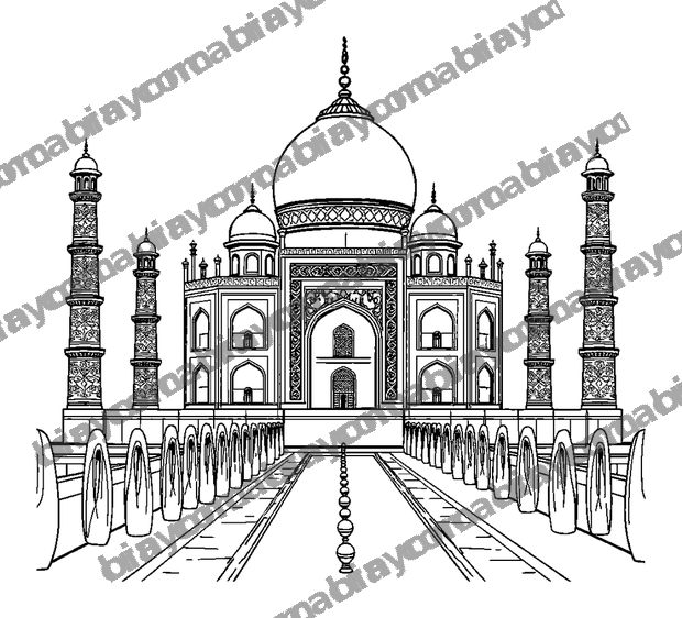 Taj Mahal colouring page — free printable for teens