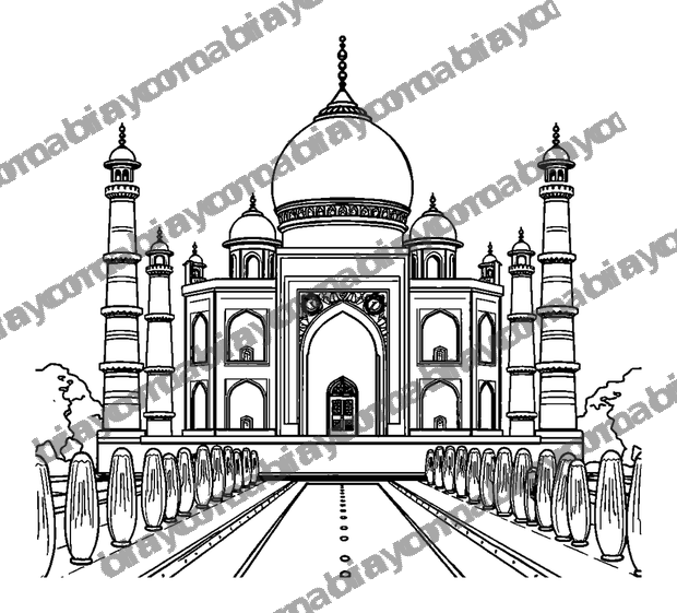 Taj Mahal colouring page — free printable for teens