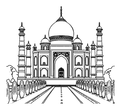 Taj Mahal Colouring Page (Teens, Standard)
