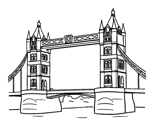 Tower Bridge colouring page — free printable for kids
