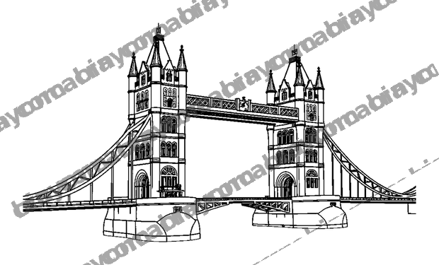 Tower Bridge colouring page — free printable for teens
